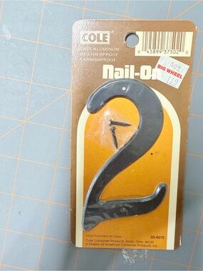 Cole Black Metal Number 2 Door Address Plaque